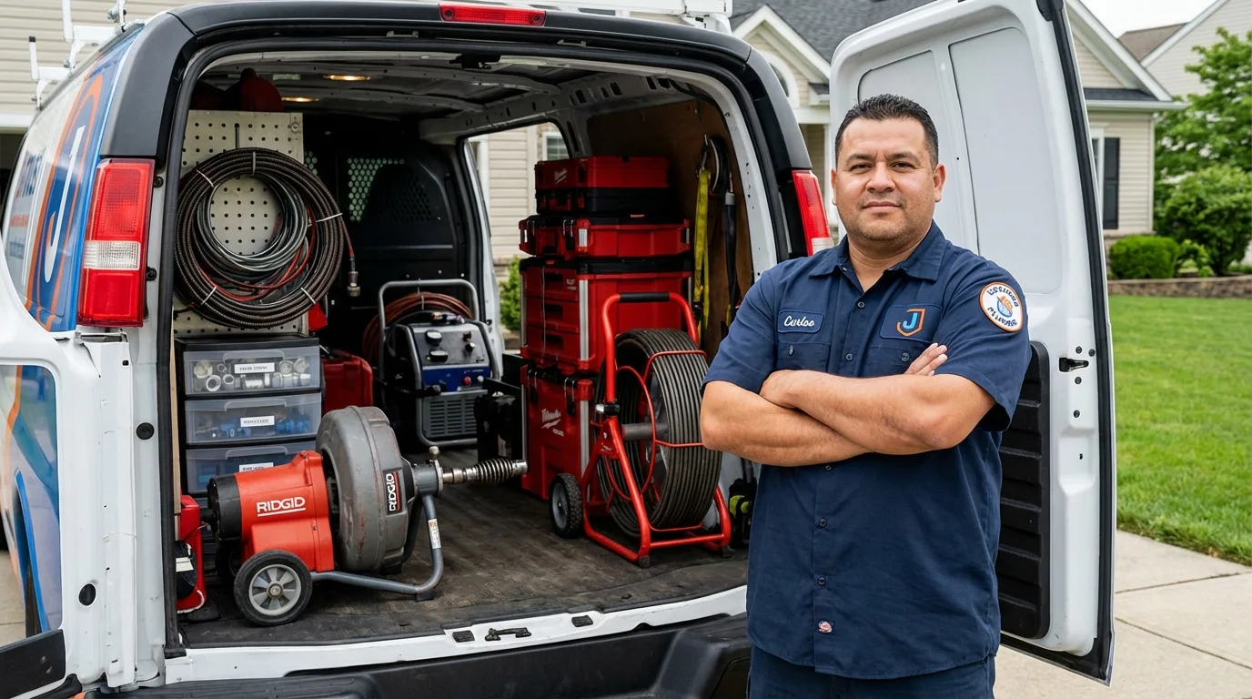 Professional drain cleaning equipment and Johns Plumbing LLC plumber in Cherryville