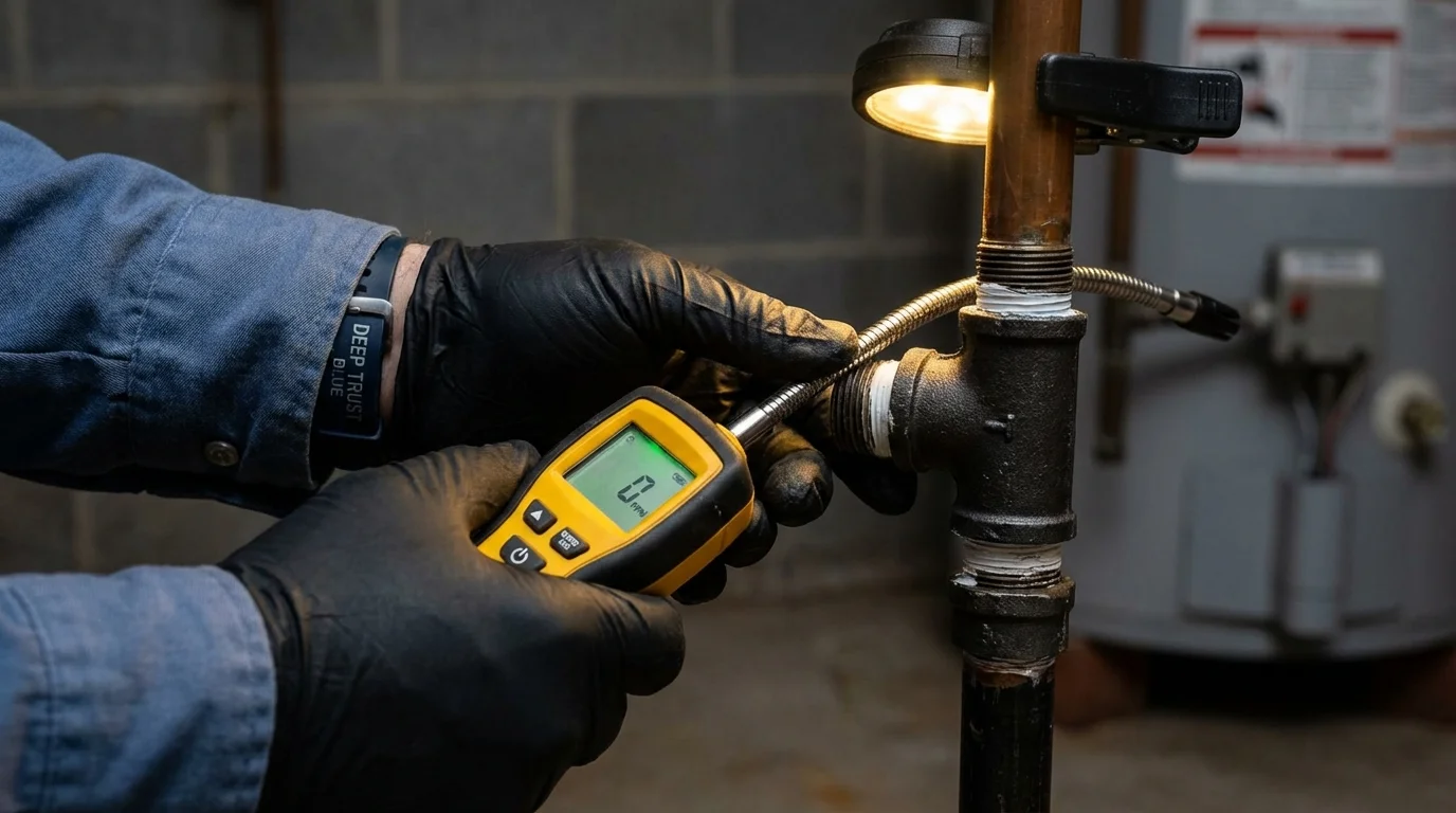 Gas leak detection with electronic sniffer by Johns Plumbing LLC in Cherryville