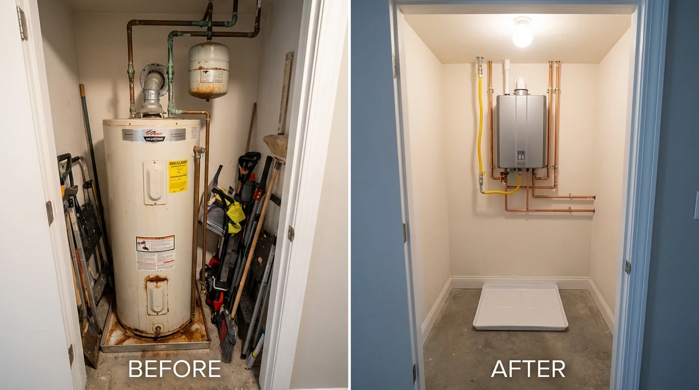 Tank water heater versus wall-mounted tankless unit comparison for Cherryville, PA homeowners